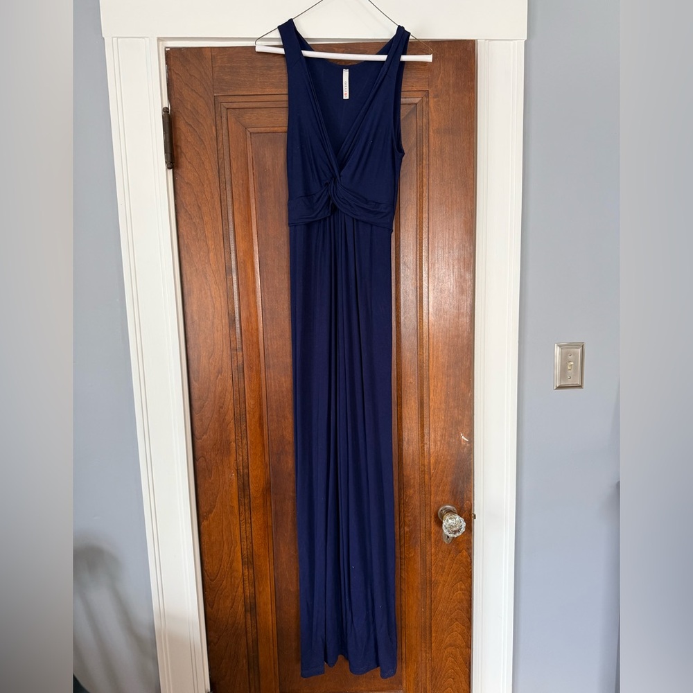 Gilli Deep Blue V-Neck Maternity Maxi Dress